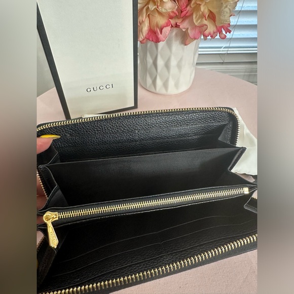 NEW GUCCI ZUMI HORSEBIT Black Pebbled Leather CONTINENTAL Wallet - Picture 7 of 10